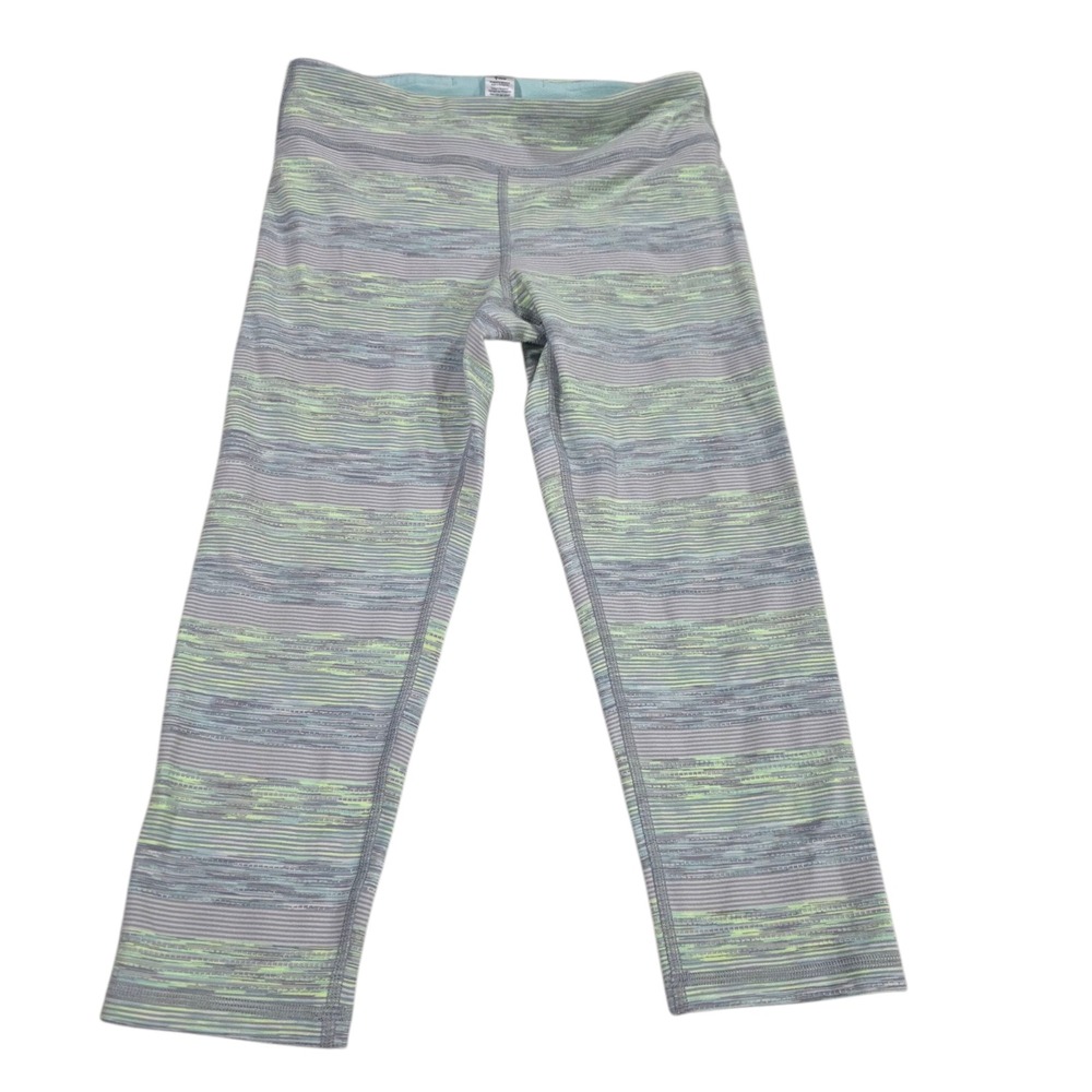 Ivivva By Lululemon Cropped Leggings Girls Purple Gray 12 Striped Pastel Pull On